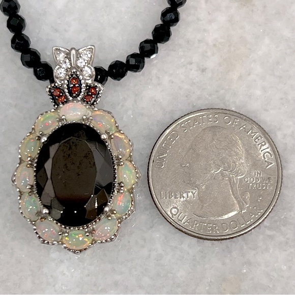 Silver Shungite Multigemstone Pendant Thai Black Spinel Beaded Necklace - Picture 14 of 14